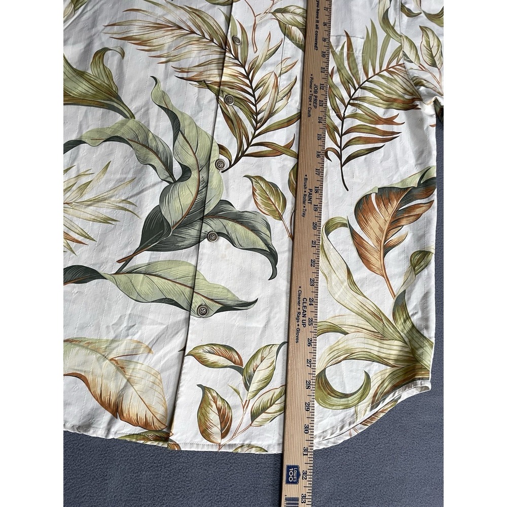 Tommy Bahama Shirt Mens XL Beige Silk Palm Leaf Print Camp Button Up Casual - Picture 8 of 9